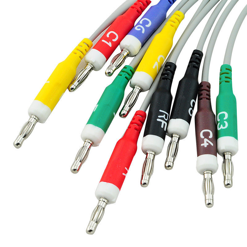 ЭКГ кабель пациента для электрокардиографа Burdick EK-10, Elite, Elite II, E-350, E350i, E550, E560, 10 проводов, banana 4мм, IEC, разъем 15 pins, экранированный