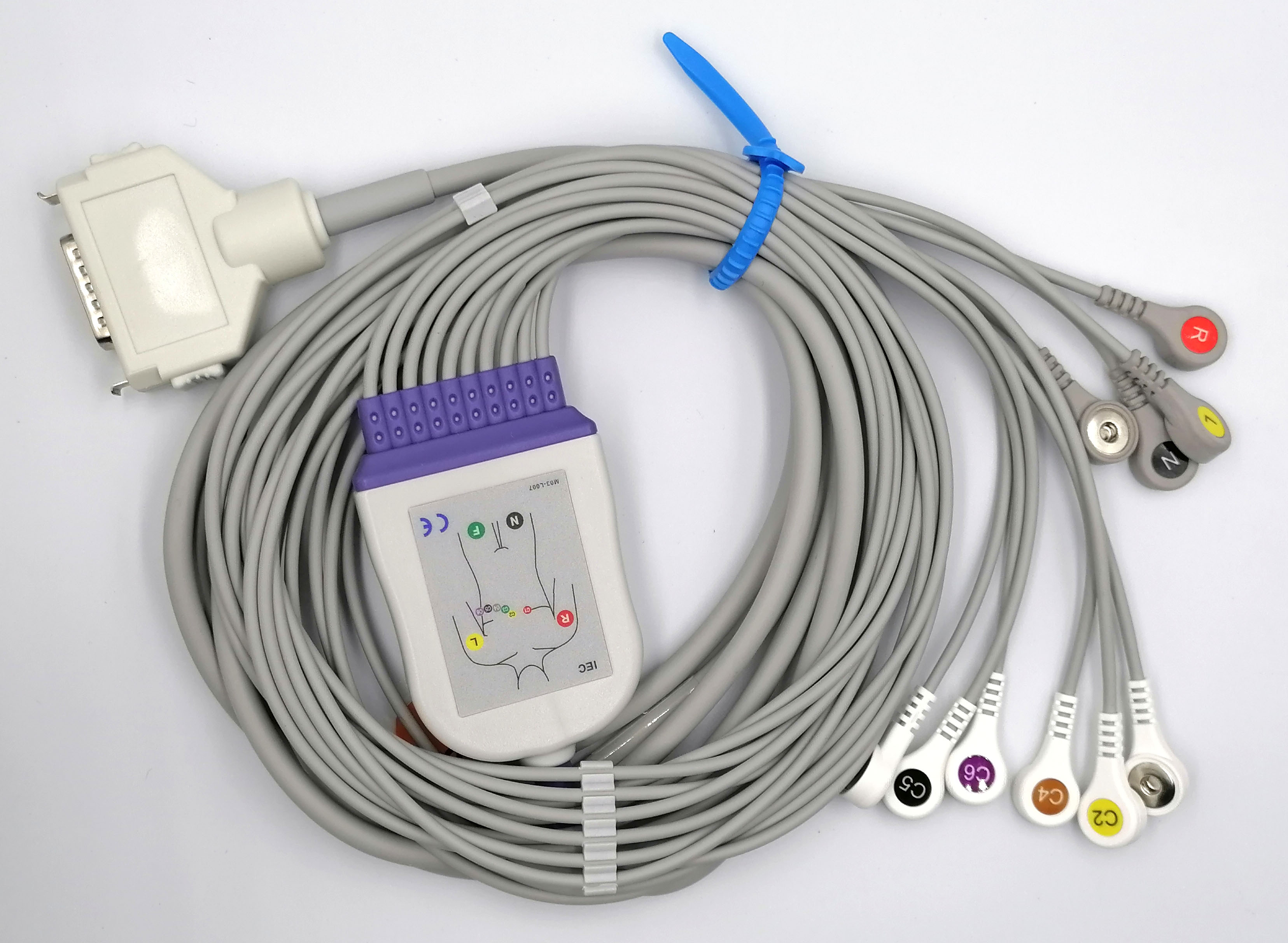 ЭКГ кабель пациента для электрокардиографа Fukuda Denshi с кнопками Snap для одноразовых электродов