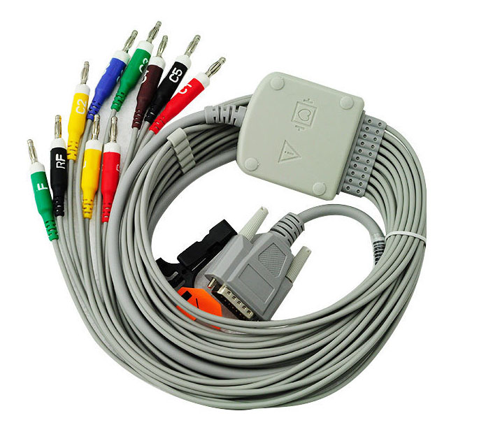 ЭКГ кабель пациента для China DongJiang ECG-11A, ECG-11B, ECG-11D, ECG-32A, (II), ECG-120, штекер banana 4мм, IEC