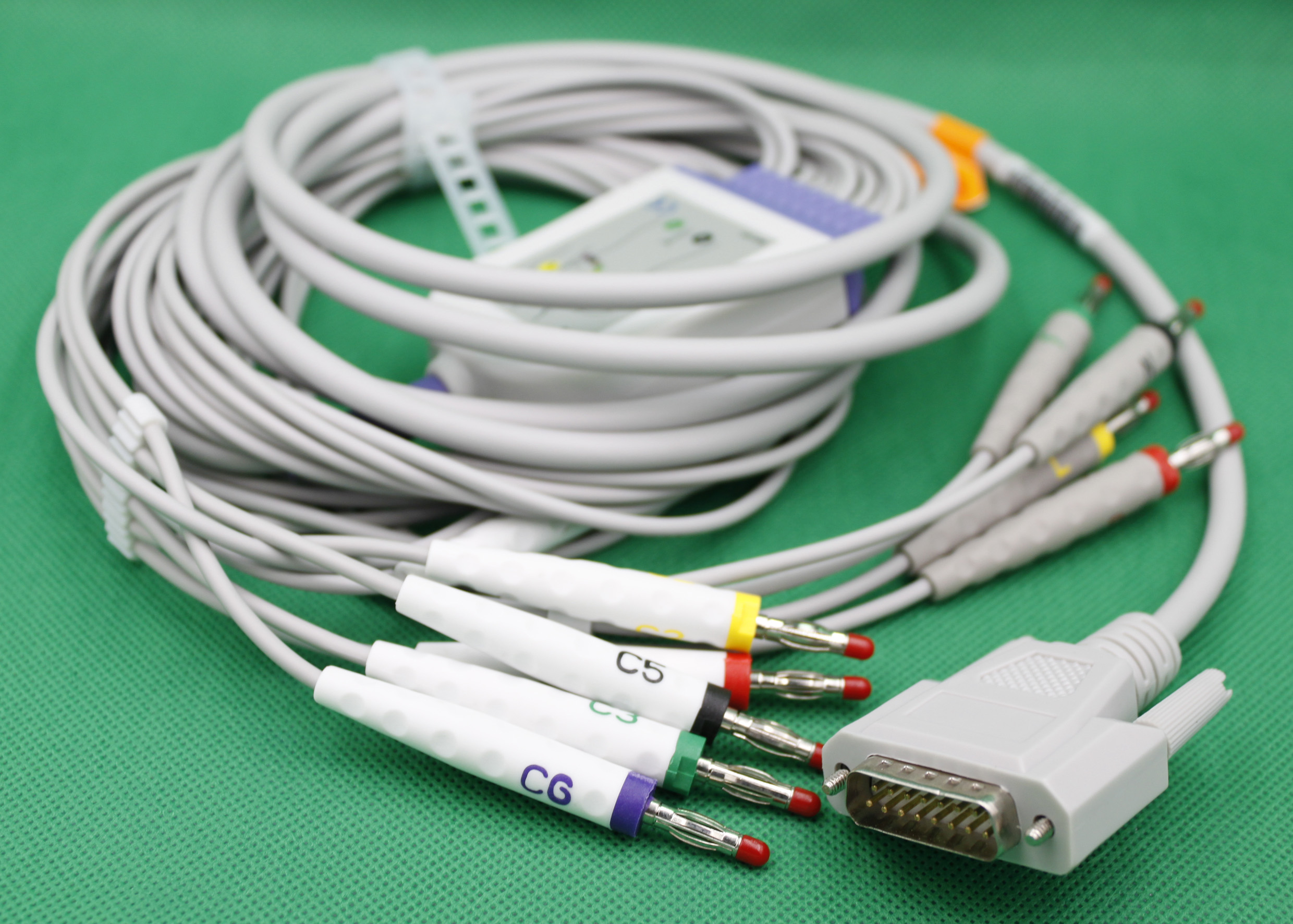 ЭКГ кабель пациента для трехканального электрокардиографа АИР203 штекер banana 4мм, IEC