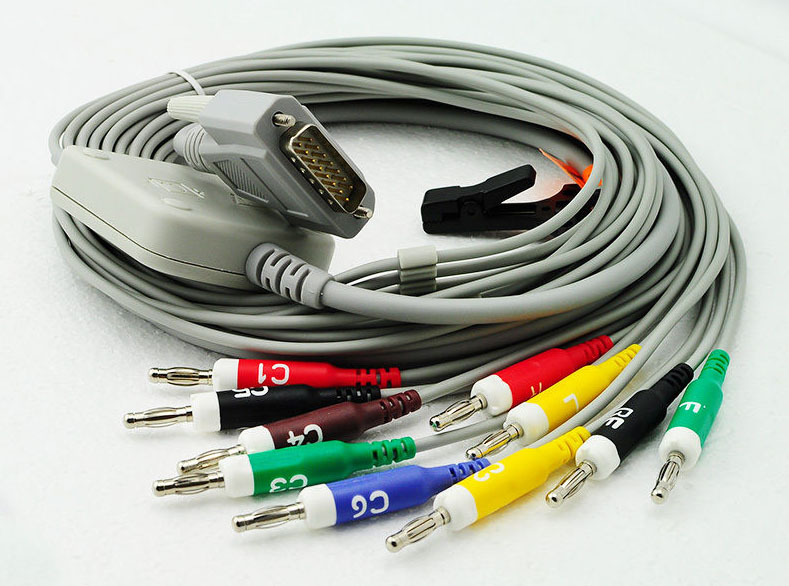 ЭКГ кабель пациента для Dixion ECG 1001, ECG 1003, ECG-1006, ECG-1012, ECG-1012 EXPERT, STRESS ECG ST-1212, MS1-106902-A0, штекер banana 4мм, IEC