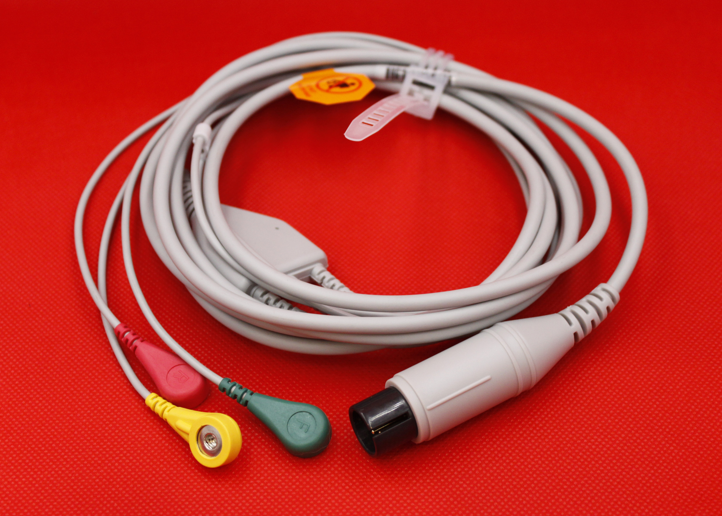 ЭКГ кабель пациента для Dixion Storm 5600, 5800, 5900, 3 отведения, разъем 6pin, кнопка