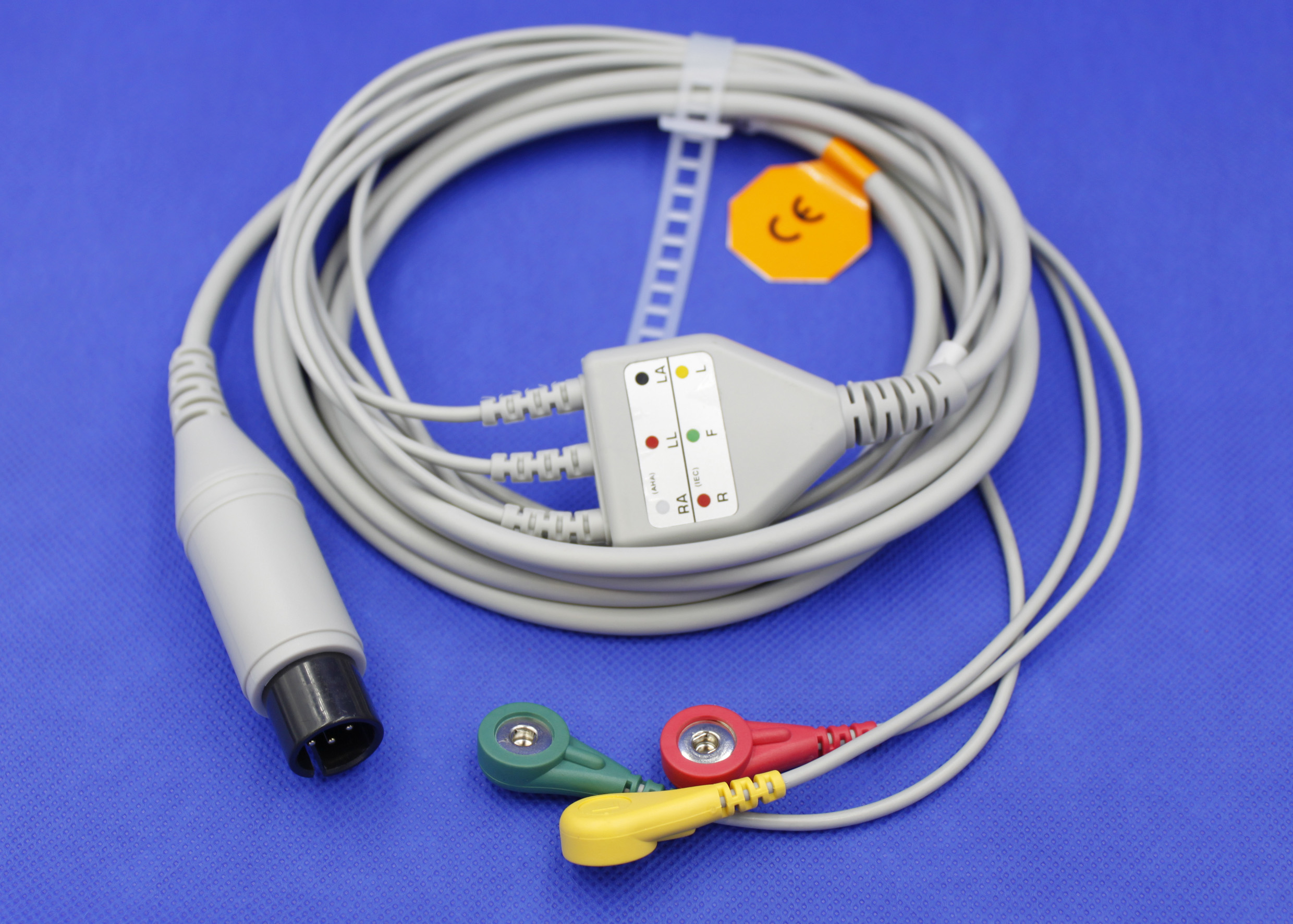 ЭКГ кабель пациента для Sensitec MEC 1200, 3 отведения, разъем 6pin, кнопка