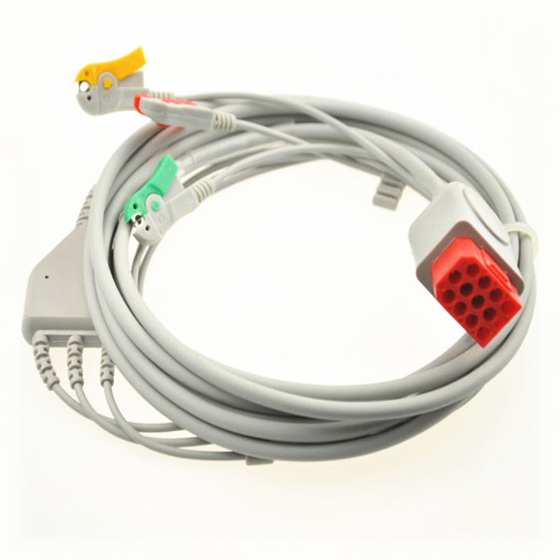 ЭКГ кабель пациента для монитора пациента Bionet BM5  12pin, 3 провода, IEC, зажим Clip