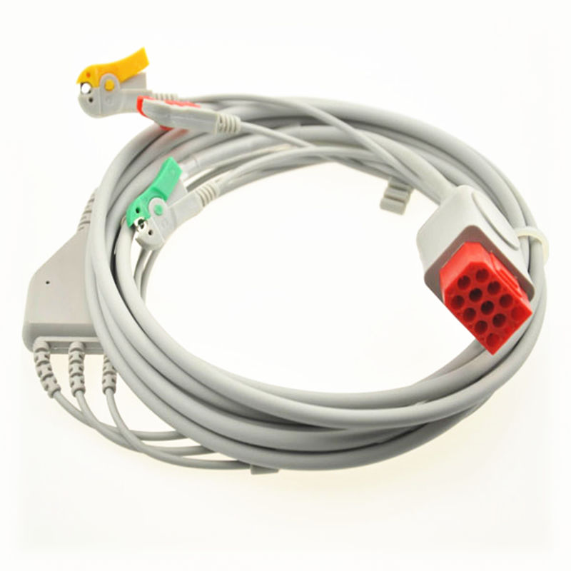 ЭКГ кабель пациента для монитора пациента Bionet BM5 12pin, 3 провода, IEC, зажим Clip