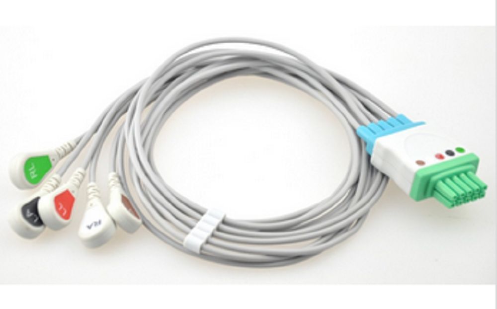 ЭКГ кабель пациента для, 5 проводов, AHA G6710A Mindray, Datascope Passport V, V12, V21 (нужен магистральный Trunk кабель арт. 100052 G6711A)