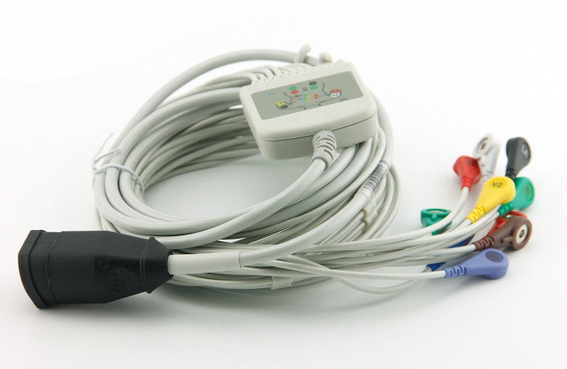 ЭКГ кабель пациента длядефибрилляторов Zoll 8000-1007-02, 8000-1007-01, серий E и M, 10 проводов, кнопка Snap,