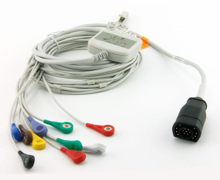 ЭКГ кабель пациента длядефибрилляторов Zoll 8000-1007-02, 8000-1007-01, серий E и M, 10 проводов, кнопка Snap, 