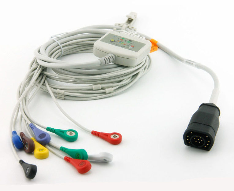 ЭКГ кабель пациента длядефибрилляторов Zoll 8000-1007-02, 8000-1007-01, серий E и M, 10 проводов, кнопка Snap,