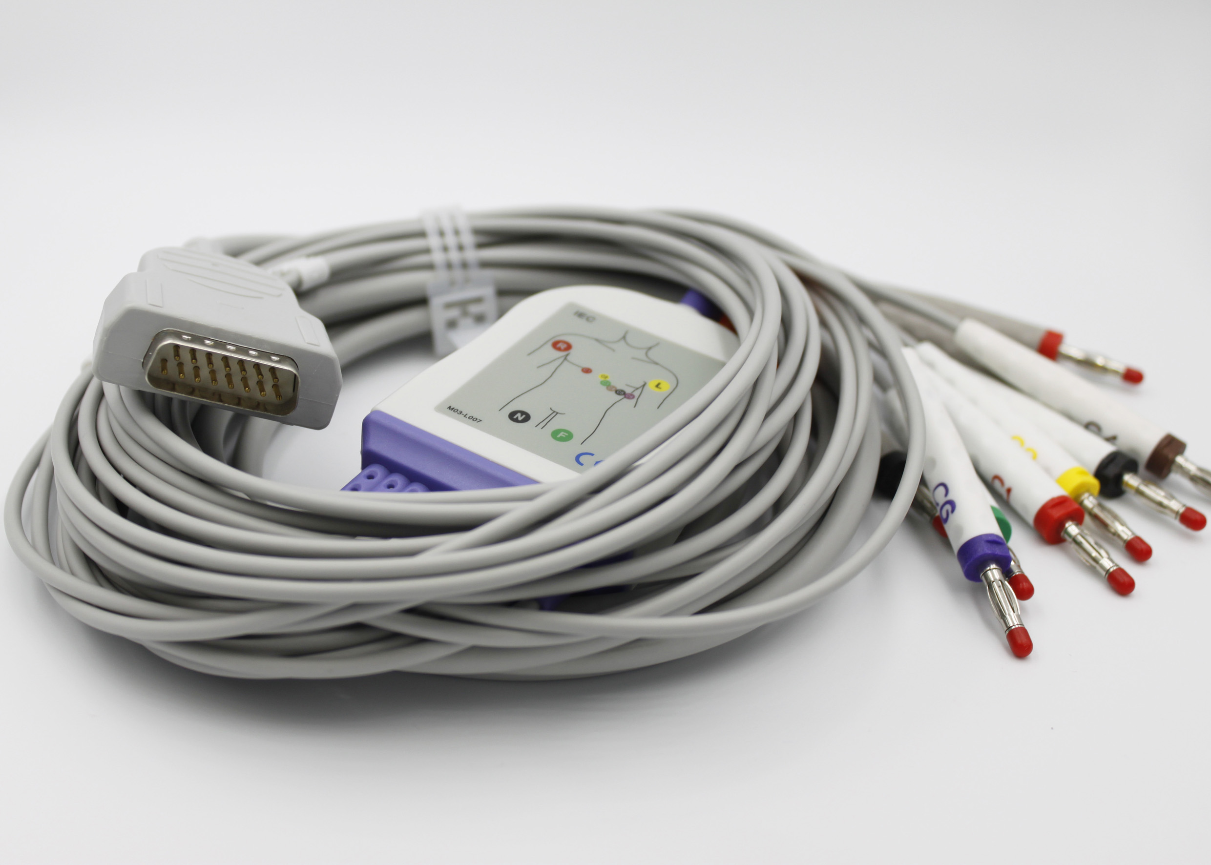 ЭКГ кабель пациента с интегрированными отведениями для GE Marquette  MAC 400, MAC 500, MAC 600, MAC 800, MAC 1000, MAC 1100, MAC 1200, MAC 1200ST, MAC 1600, MAC 2000, MAC 3500, Microsmart M, Hellige Micro Smart, 10 отведений (2029890-001)