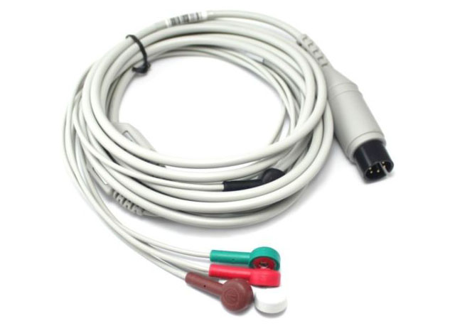 ЭКГ кабель пациента для Rochen Solvo R 2000, S 1000, M 3000, 5 отведений, 6 pin, кнопки