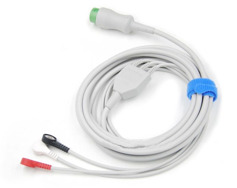 ЭКГ кабель пациента для Mindray Beneheart D3, D6, BeneView T1, T5, T6, T8, T9, DPM6, DPM7, iPM-9800, MPM, PM5000, PM6000, iMEC 10, 043-000487-01, 3 отведения, кнопка