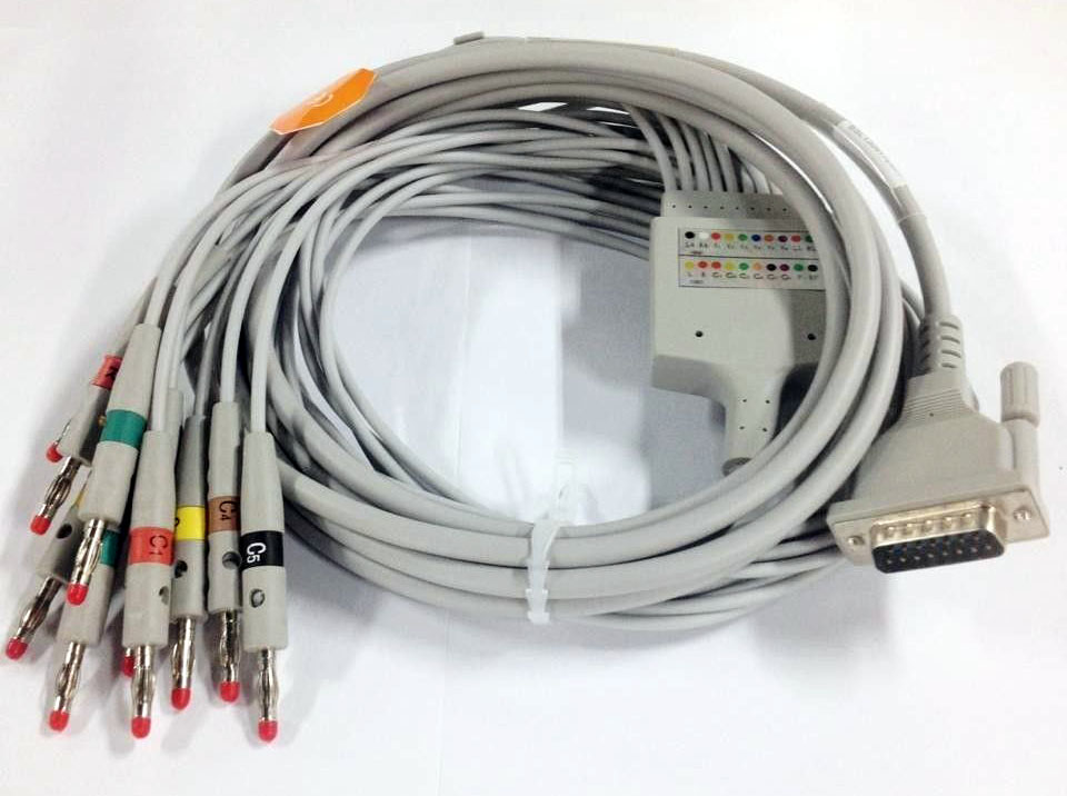 ЭКГ кабель пациента для FARUM E30G, E60, E600, E600G, E600GC, штекер banana 4мм