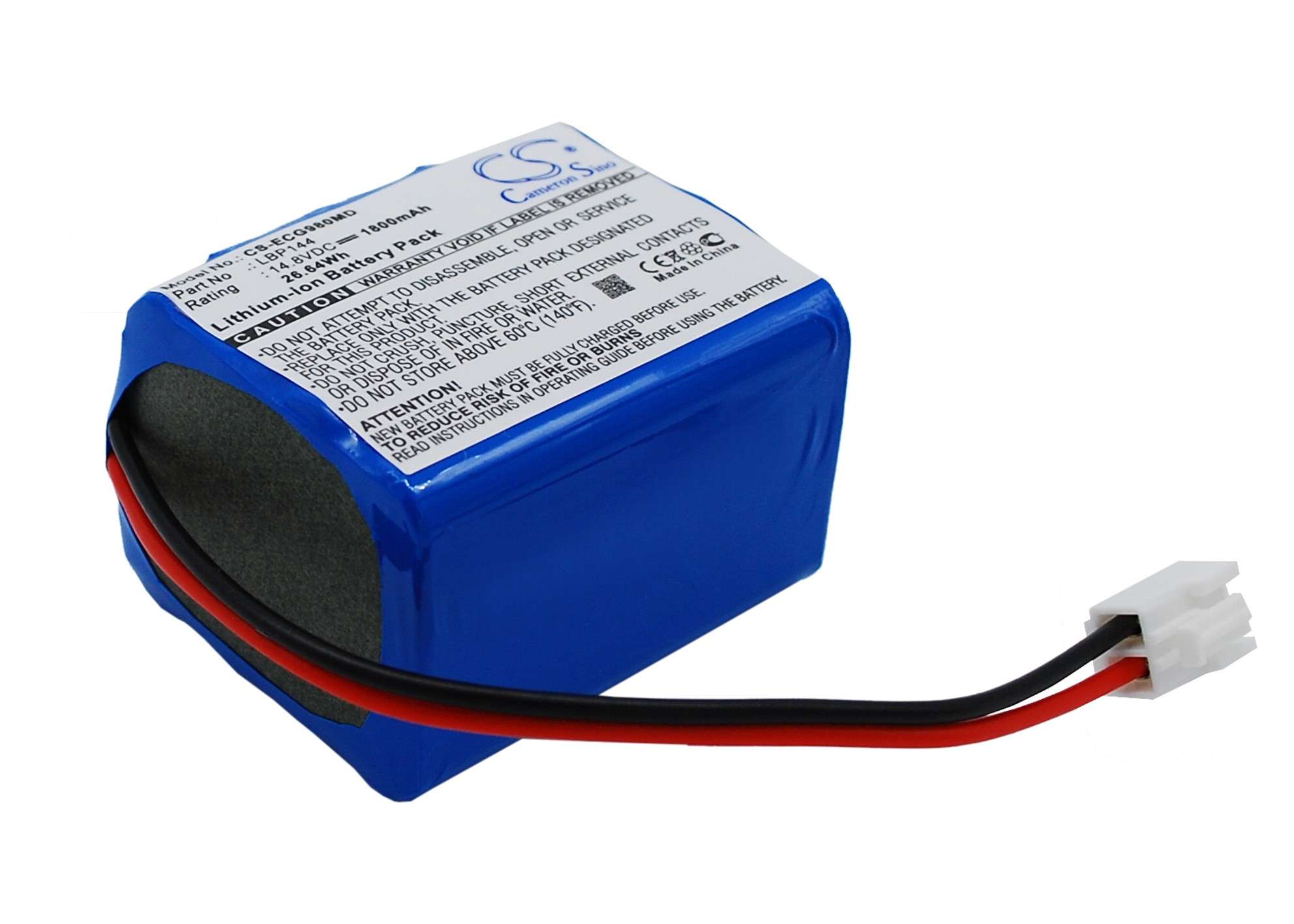Аккумуляторная батарея для Biocare  ECG-9801, 1800mAh, 14.8V, 50,8 x 44 x 34,2мм, Li-ion