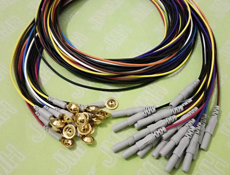 ЭЭГ кабели с чашечками разноцветные Din 1.5 мм, 1.5 метра, 20 шт. в упаковке