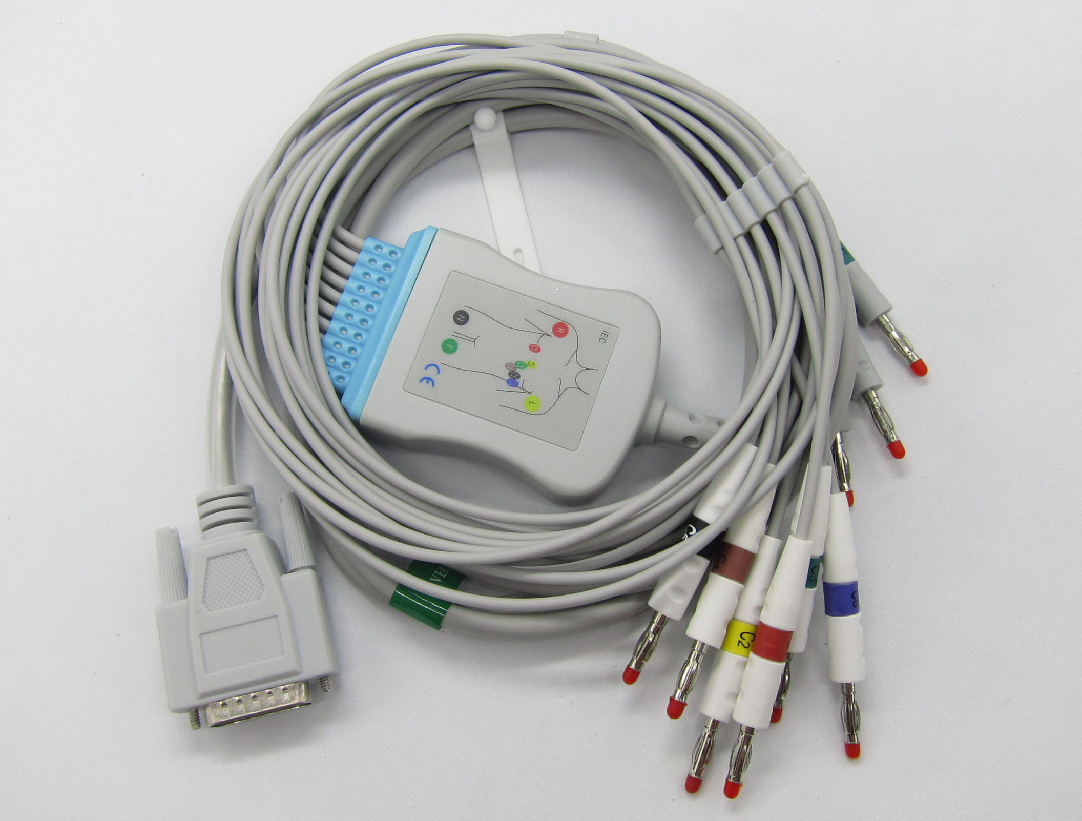 ЭКГ кабель пациента для Nihon Kohden (OEM BJ-902D) Cardiofax с защитой от импульса дефибриллятора, резисторы 10кОм, штекер banana 4мм