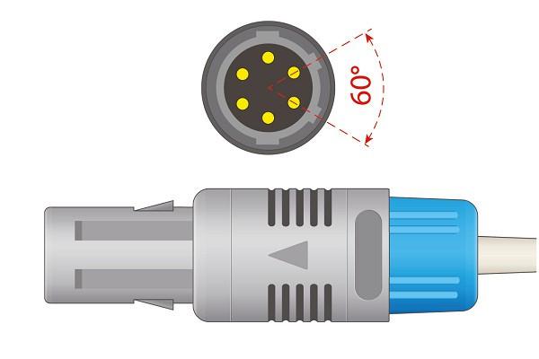 Соединительный кабель SpO2 для Mindray New PM-6000, PM7000/8000/9000, PM-9000Express, (Oximax*), коннектор: 6 pins, 2-ключа, 60 градусов (0010-30-42625)