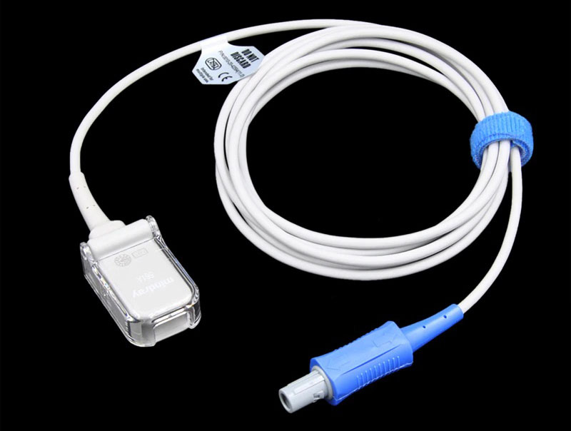 Соединительный кабель SpO2 Mindray 561A, для PM 7000, PM 8000, PM 9000, MEC-1000, MEC-1200, MEC-2000, (0010-30-43110, 0010-20-42594), 6 Pin, 2 ключа, 40 градусов